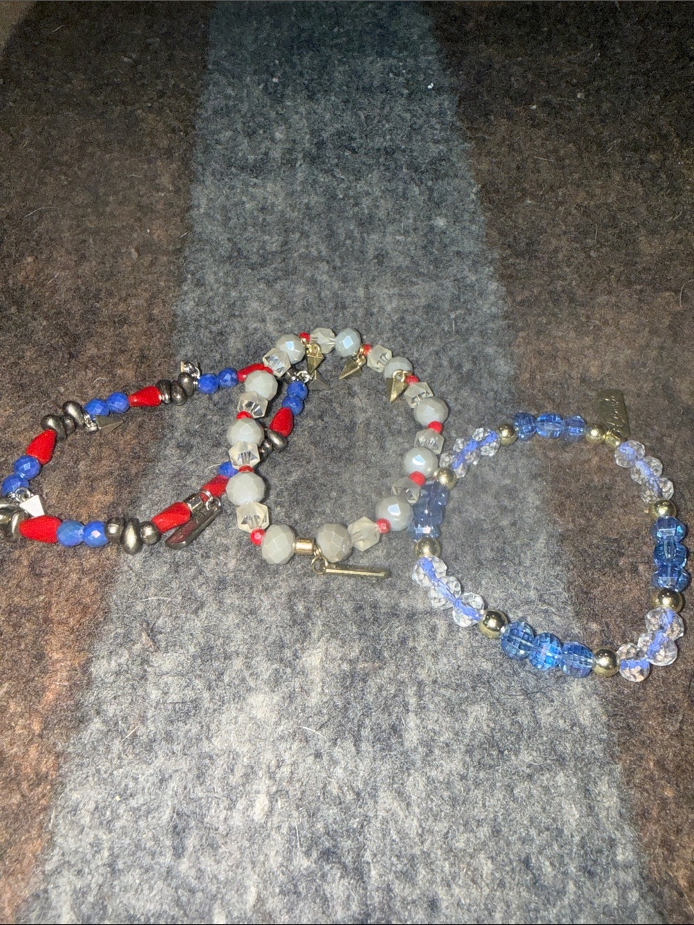 Erimish Patriotic Red, Blue & White Stackable Beaded Bracelets